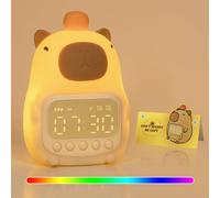 Capybara Alarm Clock with Night Light for Kids, 7 RGB Color Cute Alarm Clocks for Bedrooms Ok to Wake Clocks, Silicone Animal Tabletop Lamp for Teen Girls Boys