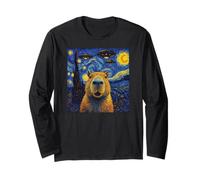 Capybara and UFO in The Starry Night Long Sleeve T-Shirt