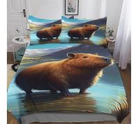 Capybara Animal Duvet Cover Set with Pillowcase Soft Microfiber Bedding Set Comforter Cover for Adults Kids Quilt Covers 2PCs Single(135x200cm)