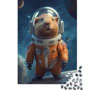 Capybara Astronaut 1 Jigsaw Puzzle Adult 1000 Pieces Classic Puzzle Wooden Jigsaw Puzzle Wall Art Unique Toys Gift 1000pcs (75x50cm)