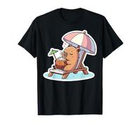 Capybara at The Beach Vacation Cruise Summer Drink Relax T-Shirt