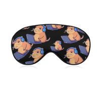 Capybara at Work Blackout Sleep Mask for Side Sleeper Soft Covers for Travel Essentials Nap