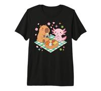 Capybara Axolotl Picnic Cute Kawaii Premium T-Shirt