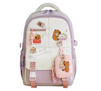 Capybara Backpack - 35cm Cute Kids Bag, Large Capacity Schoolbag, Durable Zipper Compartment | Travel Weekend Trip for College School Beach Picnic Outing Boys Girls, Purple, se beskrivning, Unisex