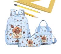 Capybara Backpack - Aesthetic Pencil Case and Lunch Bag Set for School, College with Multipocket Storage, Bookbag for Student Teen Adult Picnic Travel, Canvas Brown, 3 Piece Pack