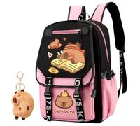 Capybara Backpack, Capybara Rucksack Children's Schoolbag with Ornaments Cartoon Daypack School Bag Lightweight Rucksack Travel Bag Nursery Book Bags Toddler Backpack Casual Daypack for Kids(Pink)