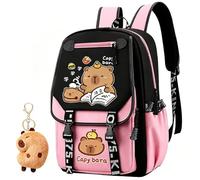 Capybara Backpack, Capybara Schoolbag Children's Rucksack with Ornaments Cartoon School Bag Daypack Lightweight Rucksack Travel Bags Nursery Book Bags Toddler Backpack Casual Daypack for Kids(Pink)