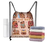 Capybara Backpack Cute Bookbag with Drawstring