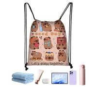 Capybara Backpack Cute Bookbag with Drawstring