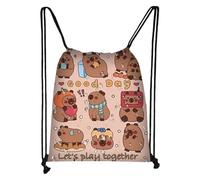 Capybara Backpack Cute Bookbag with Drawstring