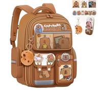 Capybara Backpack,Cute Kawaii Cartoon Backpack, Funny Kids Backpacks Supplies,Waterproof Capybara Bookbag (Khaki,Medium)