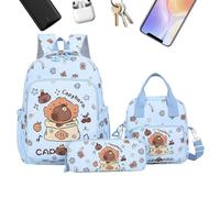 Capybara Backpack - Cute Pencil Case,Aesthetic Cute Lunch Box Set for Teens College Students Teachers Snack Picnic