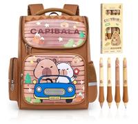 Capybara Backpack for Children, Capybara School Bag Adjustable Rucksack Stationery Set with Ballpoint Pen Schoolbag Rucksack Toddler Daypack School Backpack Lightweight Casual Book Bag for Kids