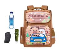 Capybara Backpack for Girls, Cartoon Children's Backpack - Waterproof Large Volume School Bag with Compartments for Primary School Girls, brown, Siehe Beschreibung, See description