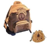 Capybara Backpack For School, 2Pcs Set Cute Preppy Aesthetic Small Mini Y2k Backpack For Girls (Brown)