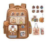 Capybara Backpack for School - Cute Kawaii Backpack for Girls & Boys, Large Capacity Waterproof Capybara Bookbag with Lunch Box (Large(42 * 30 * 20cm))