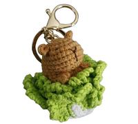 Capybara Backpack Keychains - Cute Capybara Keychain, Capybara Backpack Keychain | Small Hand Knitted Animal Yarn Doll Clothes Dress Crochet for Boys, e, se beskrivning