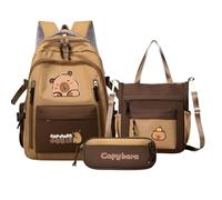 Capybara Backpack Kit - Large Capacity Backpack Set for Girls - Pencil Case Bookbag Shoulder Bag Kit for Toddler Kids Teenage Boys Girls Daily School Travel Graduation