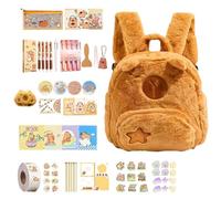 Capybara Backpack, Large Capacity Bookbag, Stuffed Animal Stationery Set with Sturdy Comfortable Build Portable Lightweight Design for Kids Children Girls Schoolbag Birthday Travel Day Trip Picnic