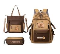 Capybara Backpack - Large Capacity Capybara School Bag Set - Pencil Case Bookbag Shoulder Bag Kit for Toddler Kids Teenage Boys Girls Daily School Travel Graduation
