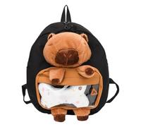 Capybara Backpack Plush - Cartoon School Bag, Animal Bookpack, Soft Shoulder Straps, Lightweight Storage Design | Accessory Kids Girls Boys Travel and Activities, Black, refer to the description