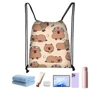Capybara Backpack Poaur School Use, Saaaac AaÀ Dooos Waterproof with Drawstring Dee Clamping, Sports Doos, For Women, Men, Gym, Beach, Training, School, Travel, Hiking, Multicolored, B, Refer to