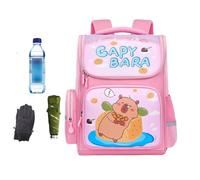 CAPYBARA -BACKPACK -POSSION ANIMAL-BUCHBAG, waterproof partition design, light shoulder pack, satchel with a large capacity school | Girls Boy Kindergarten Gardening Primary Schoo, Light Pink, Se