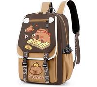 Capybara Backpack Set, Capybara School Backpack with Pencil Case Keychain Children's Backpack Cartoon Backpacks Light Leisure Bookbag Daypack Bags Double Shoulder Bag for Children(C)