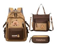 Capybara Backpack Set,Cute Capybara School Bag Set for Kids | Waterproof Bookbag Pencil Bag Kit for Laptop Tablet Daily Christmas Travel Water Bottle Books Stationery Students