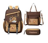 Capybara Backpack Set - Large Capacity Kids Bookbag, Waterproof Cartoon School Bag, Pencil Case Included, Cute Animal For Boys Girls, Children Students, Travel Lunch Storage Organizer | Fun Daily Carr
