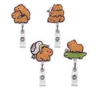 Capybara Badge Reel Holder Retractable Nurse Badge Holder Funny Cute Badge Reels| ID Tag Cards Clip with Alligator Clip Nylon Cord for Nurses, Doctors, Teachers, Office Workers