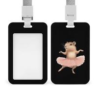 Capybara Ballet Dancer Badge Holder with Lanyard Hard Plastic Card Case for Offices ID Driver Licence