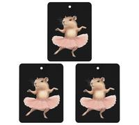 Capybara Ballet Dancer Car Air Freshener 3-pack Aromatherapy Tablets Hanging Scented Cards for Rooms Bathrooms Wardrobe Square
