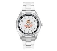 Capybara Ballet Dancer Men's Steel Strap Watch Easy Reader Casual Silver Dial Fashion Analog Watches