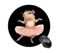 Capybara Ballet Dancer Round Mouse Pad with Non-Slip Rubber Waterproof Mousepads for Laptop Games Homework And Office