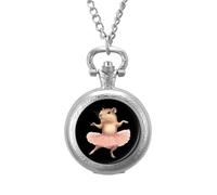 Capybara Ballet Dancer Vintage Pocket Watch with Chain Classic Numerals White Dial