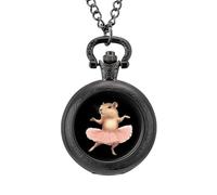 Capybara Ballet Dancer Vintage Pocket Watch with Chain Classic Numerals White Dial