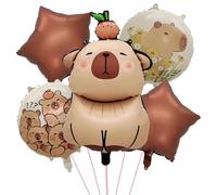 Capybara Balloons, 5PCS Cartoon Animal Foil Balloons, Anime Theme Balloon for Kids Birthday Party Decoration