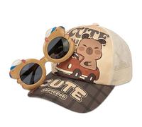 Capybara Baseball Hat, Sunglasses Baseball Cap Set, 1 Piece of Capybara Baseball Cap, 1 Pair of Sunglasses, for Summer Baseball Caps Gifts for Children's 2 to 8 Years Old Multicolour