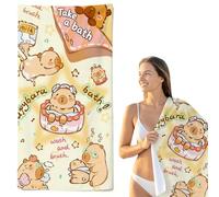 Capybara Beach Towel, Microfibre Beach Towel for Adults, Large Swimming Towels with Quick Dry & Sand Free, Cute Capybara Take A Bath Towels, Soft and Lightweight Blanket for Camping Shower Pool Travel