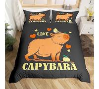 Capybara Bedroom Bedding Set Capybara Decor Comforter Cover Single for Kids Boys Girls,Funny Rodent Animals Duvet Cover Capybara Gifts for Men Cartoon Love Heart Bed Set with 1 Pillow Case,Grey