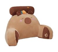 Capybara Bedside Cushion - Cute Carrot Design Back Pillow With Armrests | Soft Plush Support For Sitting Up In Bed | Comfortable Ergonomic Rest Cushion For Sofa, Bed, Or Lounge Use