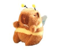 Capybara Bee Charm Plush - Huggable Creature Mini Toy Companion, Fuzzy Figure Accessory Pendant | Naptime Reading Aid Cushion, Squishy Resting Cushion Buddy, Animated Soft Key Fob Animal Clip