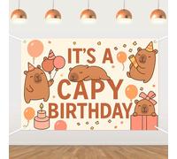 Capybara Birthday Backdrop,Happy Birthday Decoration Background, Cute Animal Theme Party Background Poster for Girls Birthday Animals Party Supplies