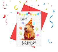 Capybara Birthday Card, 5x7 inch Paper Birthday Card with Envelope for Kids, Capy Birthday Gift, Cute Birthday Card Blank Inside, Funny Holiday Celebration Greeting Cards