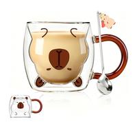 Capybara Birthday Gifts for Women Men Glass Cups Double Walled Glasses Funny Christmas Gifts Capybara Stuff Cute Clear Unique Coffee Animal Mugs Kawaii Cup for Mom Friend Sister Coworker Her Him Decor