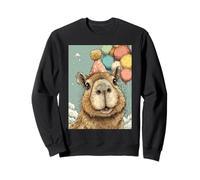 Capybara Birthday Party Balloons & Bubbles Art Print Kids Sweatshirt
