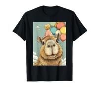 Capybara Birthday Party Balloons & Bubbles Art Print Kids T-Shirt