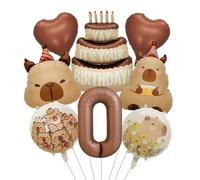 Capybara Birthday Themed Foil Balloon Set - 8-Piece Animal Party Decor with Cake, Hearts, Numbers & Playful Designs,Birthday, Baby Shower, Gender Reveal Parties and Celebrations (0)