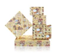 Capybara Birthday Wrapping Paper For Kids Girls Boys, Lovely Capybaras Gift Wrap Paper for Birthday or Baby Shower, 6 Sheets in 3 Designs Folded Flat 50x70 cm Per Sheet